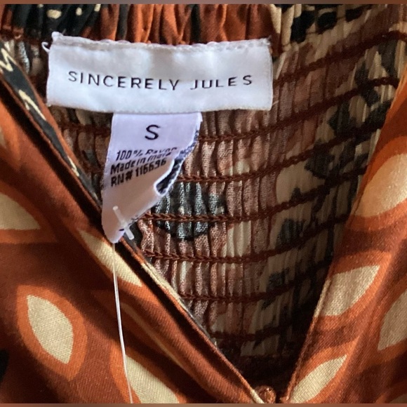 Sincerely Jules NWT Jumpsuit S Wide Leg Halter Cruise Resort Palm Neutral Safari - Picture 4 of 9